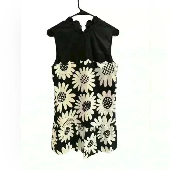 VICTORIA BECKHAM Target Black White Daisy Floral Scallop Trim Dress Medium - Picture 5 of 5